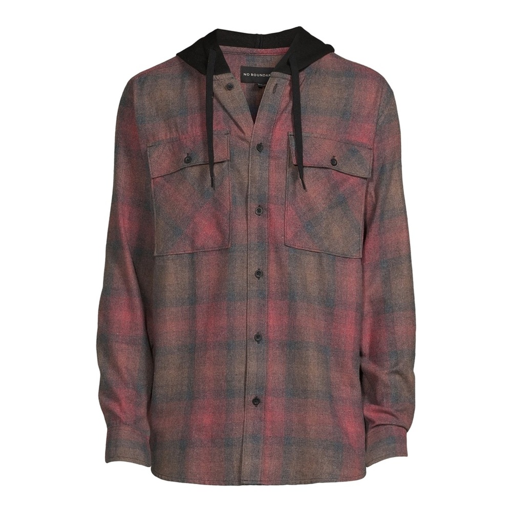 No Boundaries Men's Long Sleeve Flannel Shirt